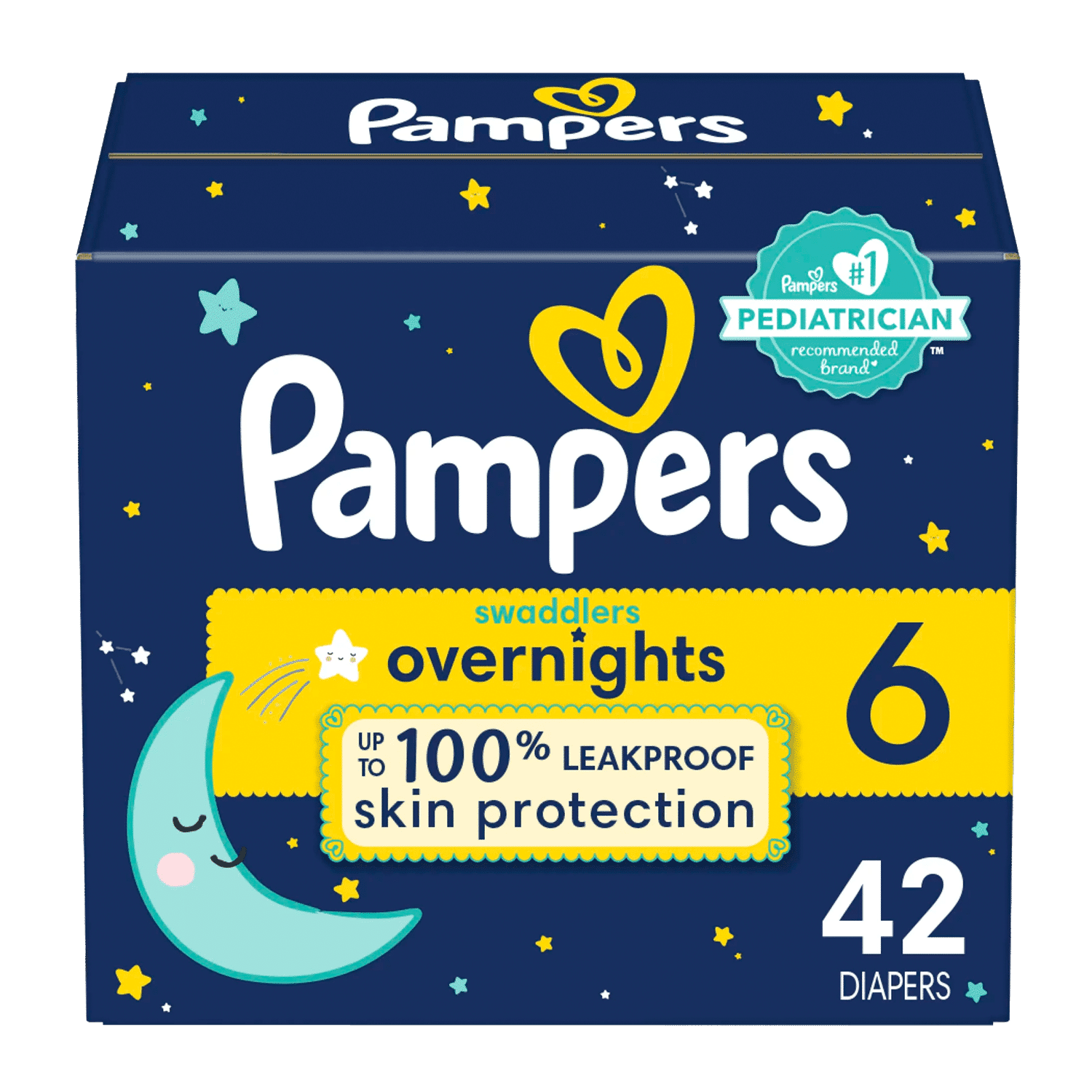 Pampers Swaddlers Overnight Diapers Size 6, 42 Count (Choose Your Size & Count)